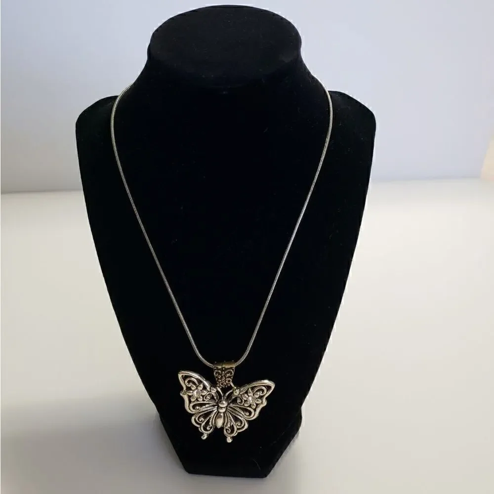 Women's Filagree Silvertone Butterfly Necklace